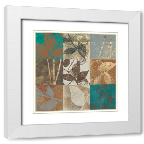 Nutmeg and Teal White Modern Wood Framed Art Print with Double Matting by Goldberger, Jennifer