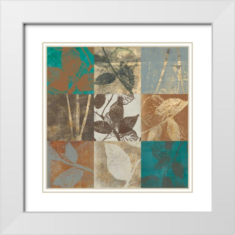 Nutmeg and Teal White Modern Wood Framed Art Print with Double Matting by Goldberger, Jennifer