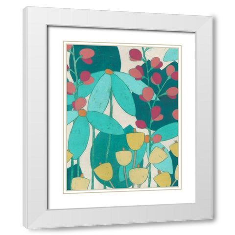 Wild Flower Glade II White Modern Wood Framed Art Print with Double Matting by Vess, June Erica