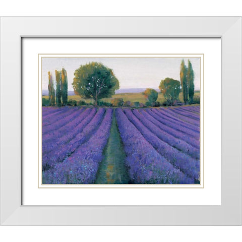 Lavender Field II White Modern Wood Framed Art Print with Double Matting by OToole, Tim