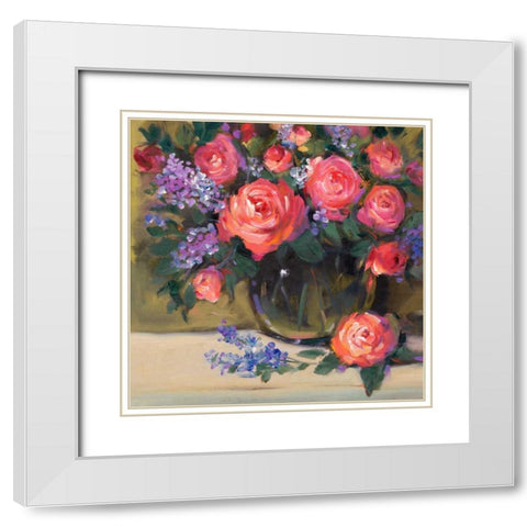 Floral Still Life I White Modern Wood Framed Art Print with Double Matting by OToole, Tim