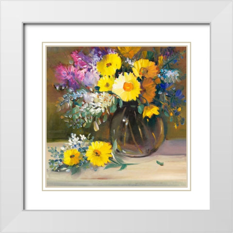 Floral Still Life II White Modern Wood Framed Art Print with Double Matting by OToole, Tim