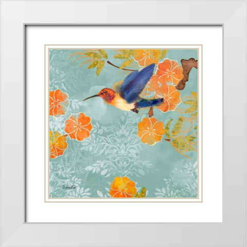 Blue Aurora I White Modern Wood Framed Art Print with Double Matting by Evelia Designs