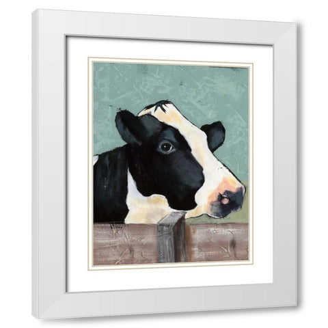 Holstein Cow I White Modern Wood Framed Art Print with Double Matting by Reynolds, Jade