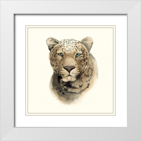 Safari Cat I White Modern Wood Framed Art Print with Double Matting by Popp, Grace