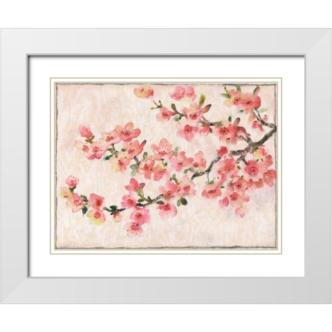 Cherry Blossom Composition I White Modern Wood Framed Art Print with Double Matting by OToole, Tim