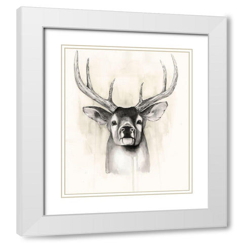 Timberland Animals II White Modern Wood Framed Art Print with Double Matting by Popp, Grace