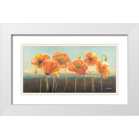 Poppy Tops III White Modern Wood Framed Art Print with Double Matting by Russell, Wendy