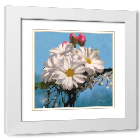 Still Floral II White Modern Wood Framed Art Print with Double Matting by Novak, Rick