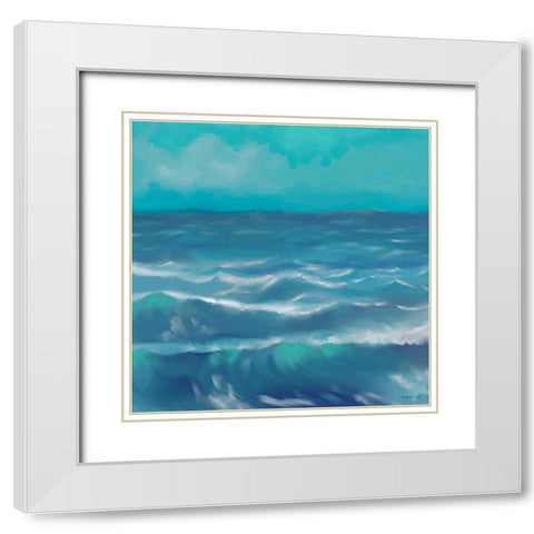 Ocean Waves I White Modern Wood Framed Art Print with Double Matting by Novak, Rick