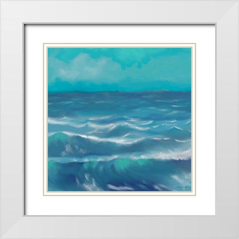 Ocean Waves I White Modern Wood Framed Art Print with Double Matting by Novak, Rick