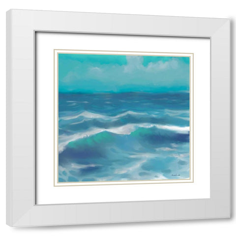 Ocean Waves II White Modern Wood Framed Art Print with Double Matting by Novak, Rick