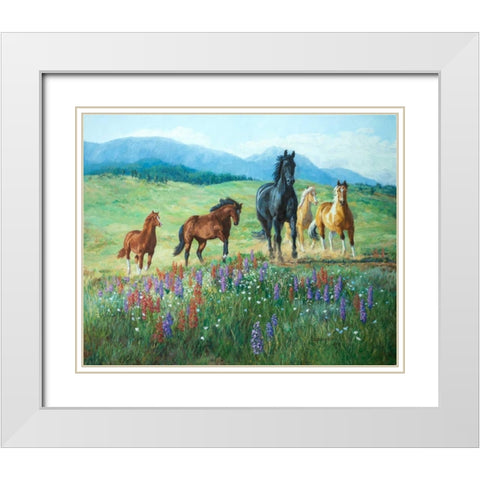 Wildflower Trail White Modern Wood Framed Art Print with Double Matting by Goldrick, Claire