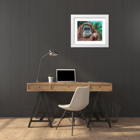 Jungle Monkey I White Modern Wood Framed Art Print with Double Matting by Vitaletti, Carolee