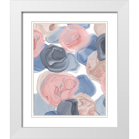 Beach Pebbles 1 White Modern Wood Framed Art Print with Double Matting by Fab Funky