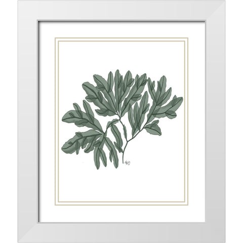 Seaweed 4 Green White Modern Wood Framed Art Print with Double Matting by Fab Funky