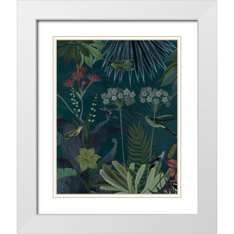 Hummingbird Garden 2 White Modern Wood Framed Art Print with Double Matting by Fab Funky