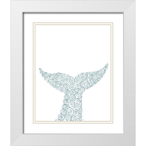 Swirly Whale Tail White Modern Wood Framed Art Print with Double Matting by Fab Funky