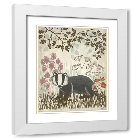 Country Lane Badger 5 - Earth White Modern Wood Framed Art Print with Double Matting by Fab Funky