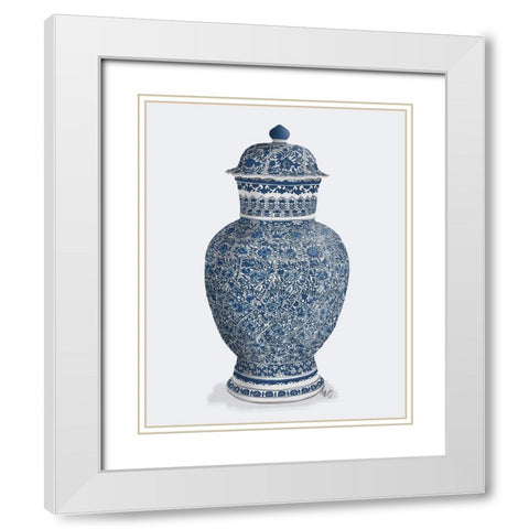 Chinoiserie Vase Flower Spiral Blue White Modern Wood Framed Art Print with Double Matting by Fab Funky