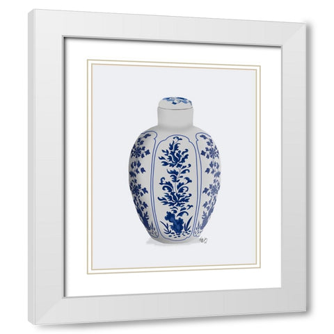 Chinoiserie Vase Vine Blue White Modern Wood Framed Art Print with Double Matting by Fab Funky