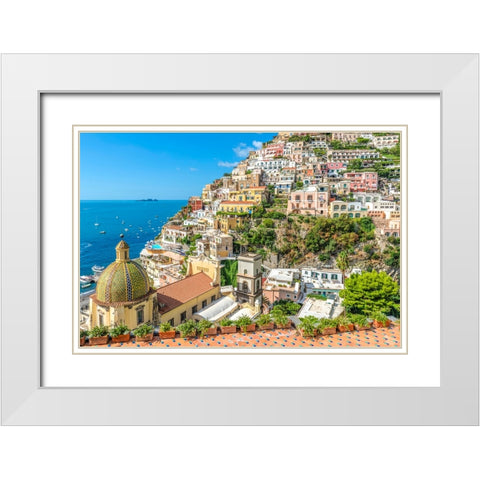 Positano, Amalfi Coast, Salerno, Campania, Italy White Modern Wood Framed Art Print with Double Matting by Delimont, Danita