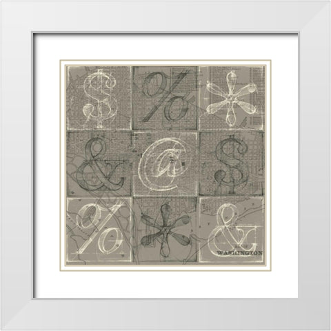 Office Sketches Collection A White Modern Wood Framed Art Print with Double Matting by Harper, Ethan