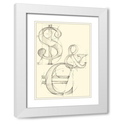 Office Sketches Collection C White Modern Wood Framed Art Print with Double Matting by Harper, Ethan