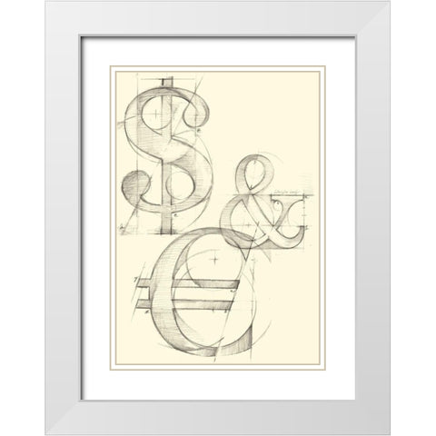 Office Sketches Collection C White Modern Wood Framed Art Print with Double Matting by Harper, Ethan