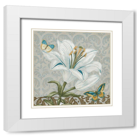 Garden Romance Collection J White Modern Wood Framed Art Print with Double Matting by Vess, June Erica