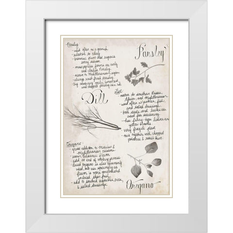 Herb Collection E White Modern Wood Framed Art Print with Double Matting by Popp, Grace