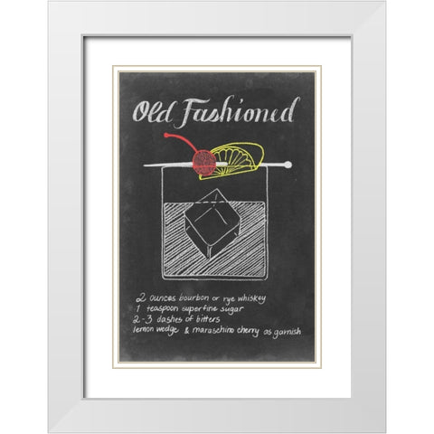 Chalkboard Cocktails Collection E White Modern Wood Framed Art Print with Double Matting by Popp, Grace
