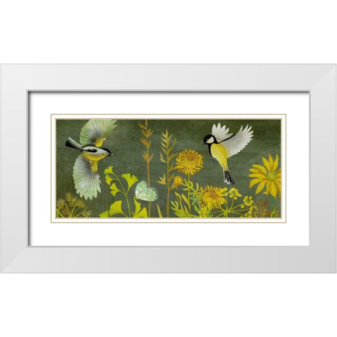 Birding Collection H White Modern Wood Framed Art Print with Double Matting by Zarris, Chariklia