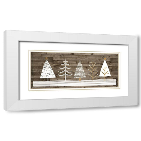 Wooded White Christmas Collection D White Modern Wood Framed Art Print with Double Matting by Popp, Grace