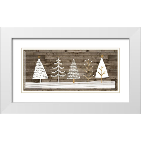 Wooded White Christmas Collection D White Modern Wood Framed Art Print with Double Matting by Popp, Grace