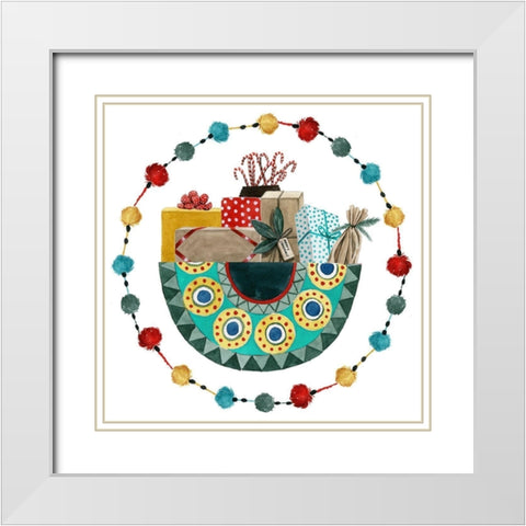 Boho Christmas Collection C White Modern Wood Framed Art Print with Double Matting by Popp, Grace