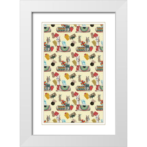 Boho Christmas Collection E White Modern Wood Framed Art Print with Double Matting by Popp, Grace