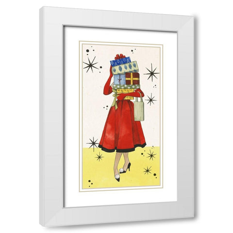 Vintage Christmas Collection B White Modern Wood Framed Art Print with Double Matting by Popp, Grace