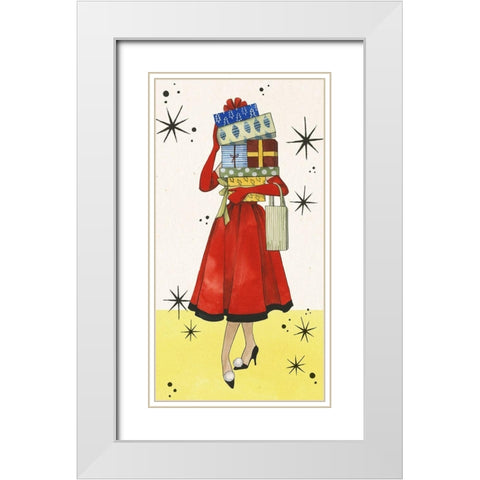 Vintage Christmas Collection B White Modern Wood Framed Art Print with Double Matting by Popp, Grace