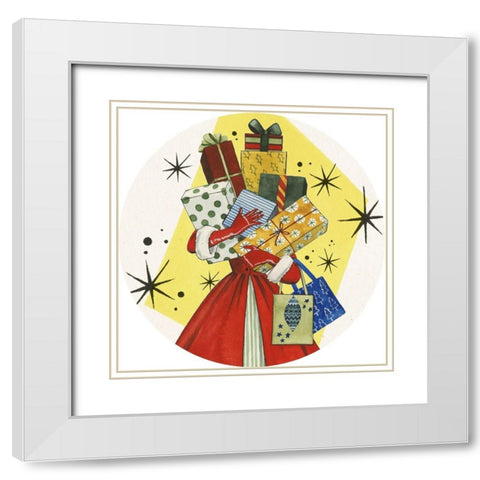 Vintage Christmas Collection C White Modern Wood Framed Art Print with Double Matting by Popp, Grace
