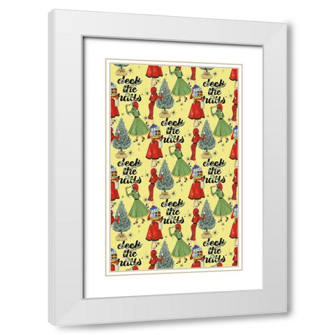 Vintage Christmas Collection E White Modern Wood Framed Art Print with Double Matting by Popp, Grace
