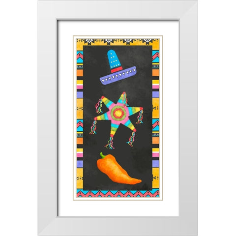 PiÃ±ata Party Collection B White Modern Wood Framed Art Print with Double Matting by Reynolds, Jade