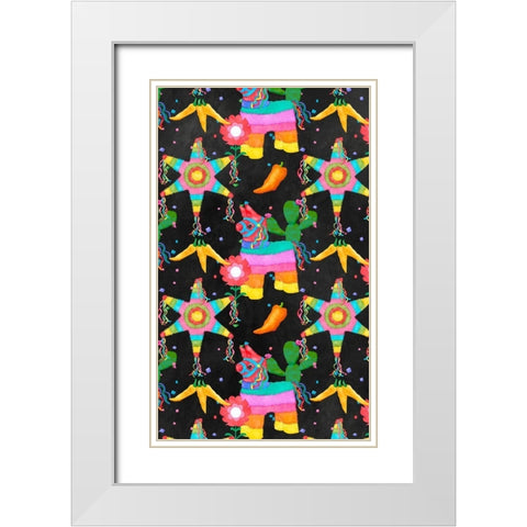 PiÃ±ata Party Collection E White Modern Wood Framed Art Print with Double Matting by Reynolds, Jade