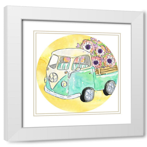 Flower Truck Collection C White Modern Wood Framed Art Print with Double Matting by McGuire, Catherine