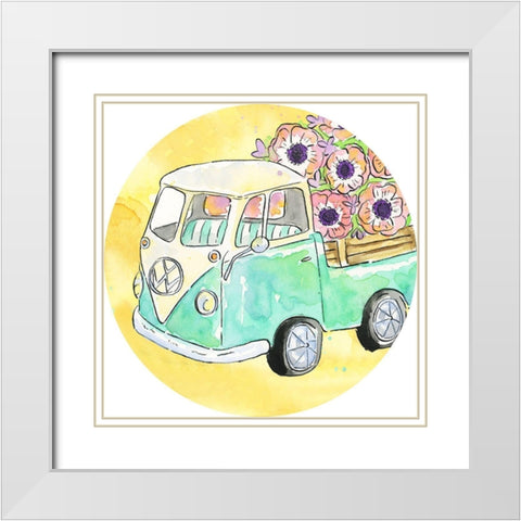 Flower Truck Collection C White Modern Wood Framed Art Print with Double Matting by McGuire, Catherine