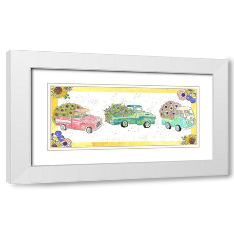 Flower Truck Collection D White Modern Wood Framed Art Print with Double Matting by McGuire, Catherine