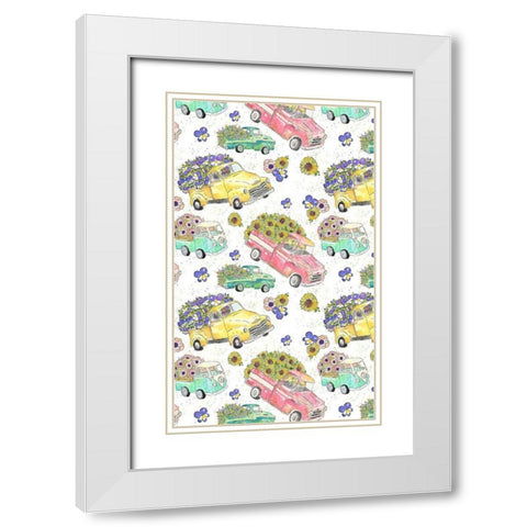 Flower Truck Collection E White Modern Wood Framed Art Print with Double Matting by McGuire, Catherine