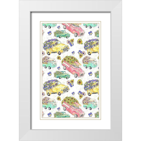 Flower Truck Collection E White Modern Wood Framed Art Print with Double Matting by McGuire, Catherine