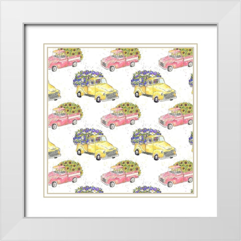 Flower Truck Collection F White Modern Wood Framed Art Print with Double Matting by McGuire, Catherine