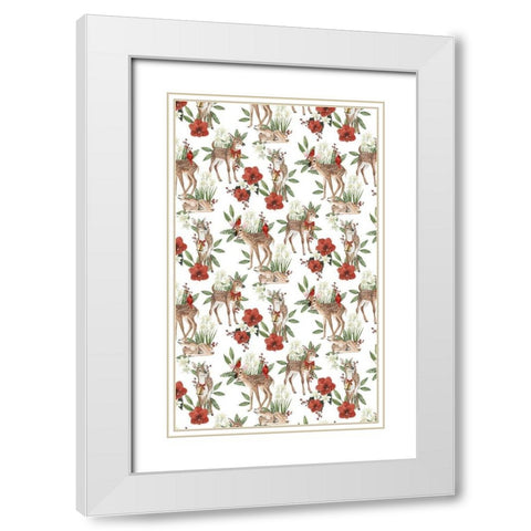 Yuletide Darlings Collection E White Modern Wood Framed Art Print with Double Matting by Popp, Grace